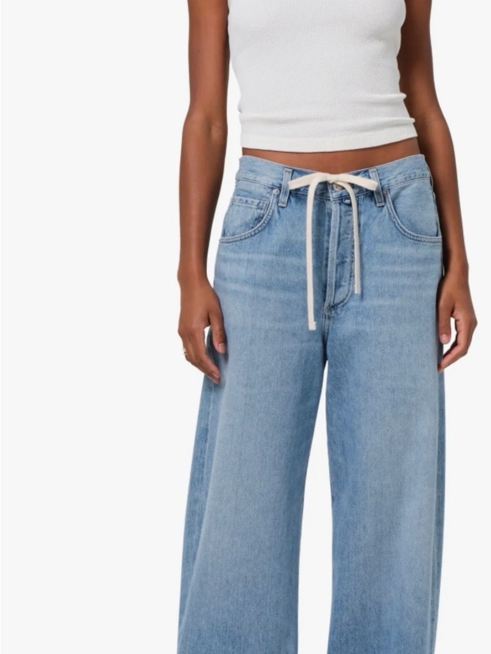 Citizens Of Humanity Light Blue Wide-Leg Drawstring Jeans
